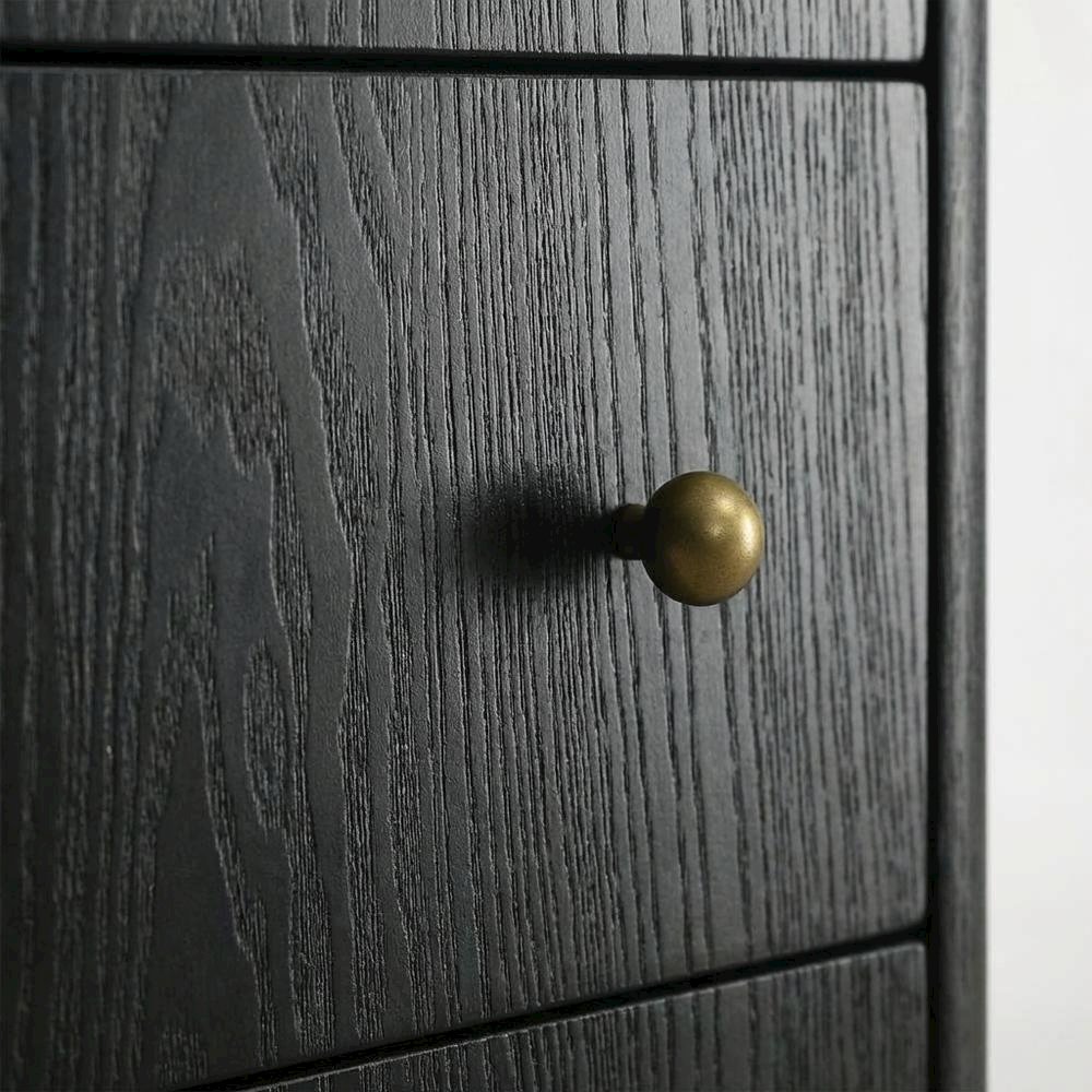 Black Bedroom Nightstand with 3 Drawers and Coastal-Inspired Design