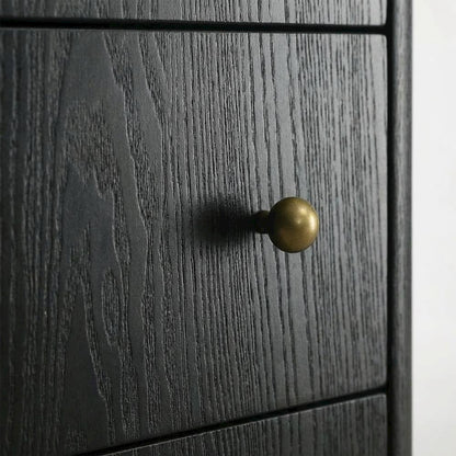 Black Bedroom Nightstand with 3 Drawers and Coastal-Inspired Design