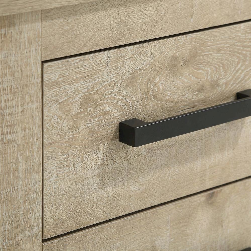 Weathered Oak Nightstand with Two Drawers and Rustic Style for Bedroom Storage