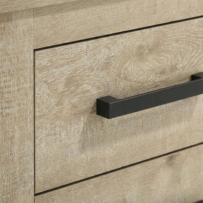 Weathered Oak Nightstand with Two Drawers and Rustic Style for Bedroom Storage