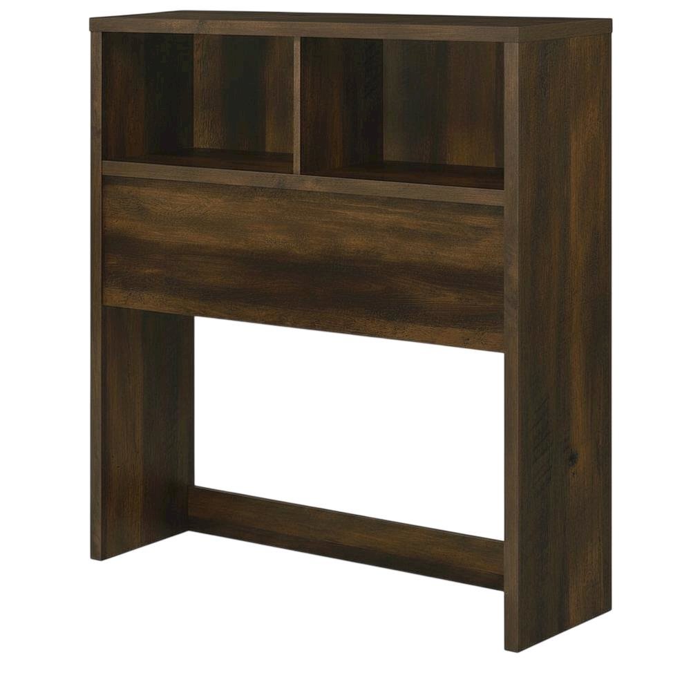 Dark Pine Twin Bookcase Headboard with Plastic Glide and Transitional Design