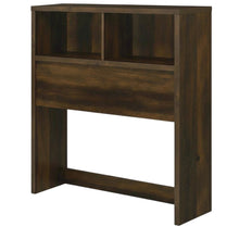 Dark Pine Twin Bookcase Headboard with Plastic Glide and Transitional Design