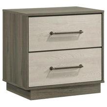 Grey Nightstand with Modern Design and Antique Nickel Finish