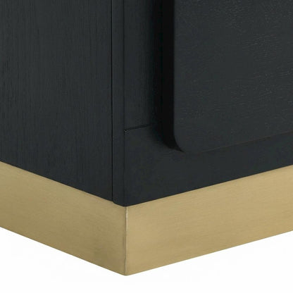 Black Nightstand with Gold Accents and Contemporary Design