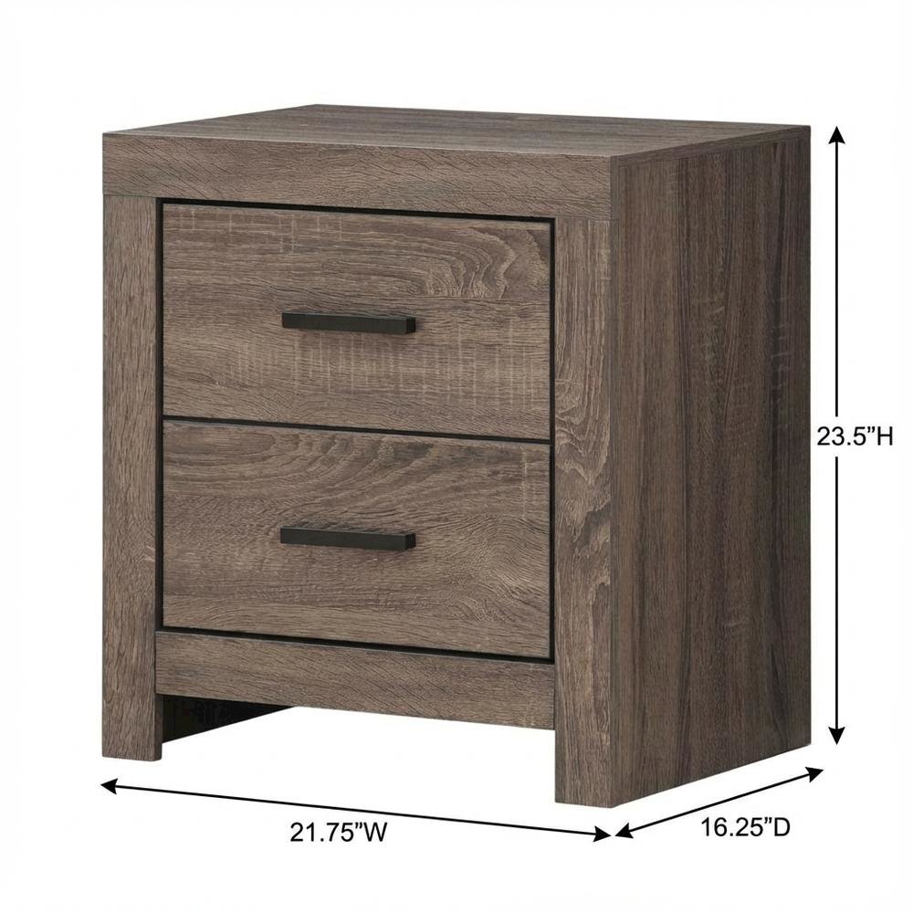 Dark Bronze Matte Nightstand in Farmhouse Style with 2 Drawers