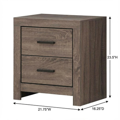 Dark Bronze Matte Nightstand in Farmhouse Style with 2 Drawers