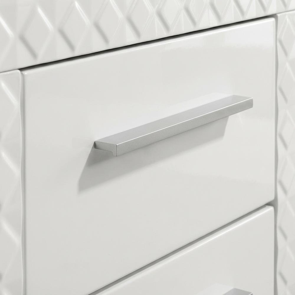 White Nightstand with Chrome Finish and Contemporary Style