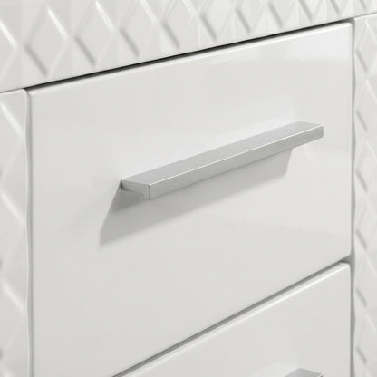 White Nightstand with Chrome Finish and Contemporary Style