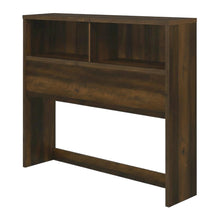 Dark Pine Full Headboard with Bookcase Storage and Adjustable Levelers