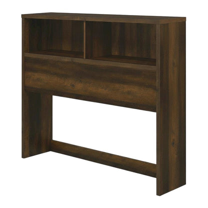 Dark Pine Full Headboard with Bookcase Storage and Adjustable Levelers