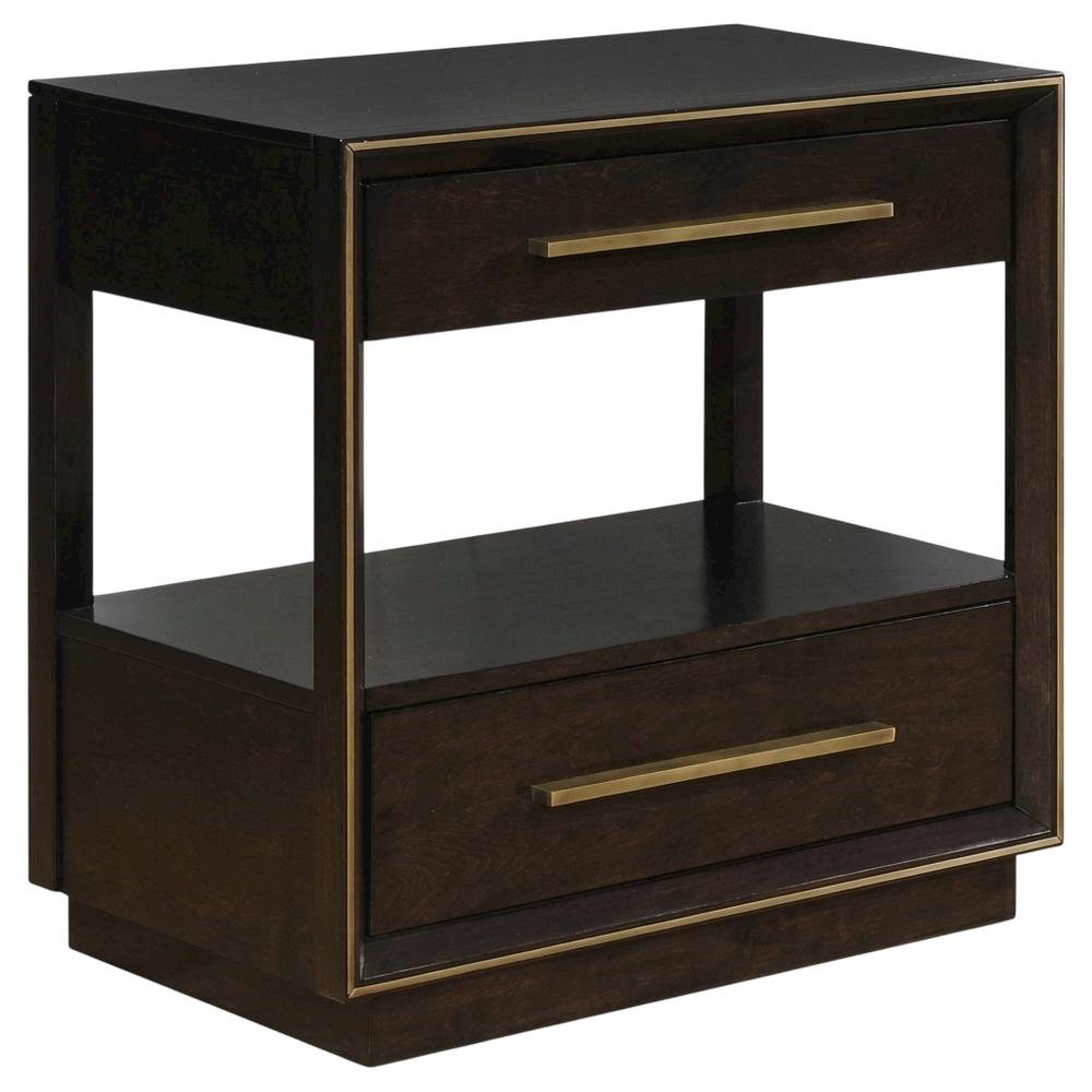Contemporary Brown Nightstand with Smoked Peppercorn Finish for Bedroom