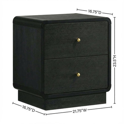 Black Nightstand Bedside Table with Brass Finish and Modern Design