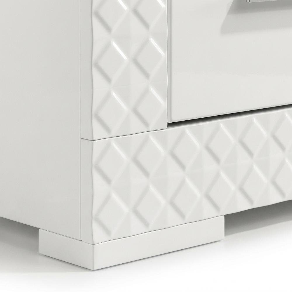 White Nightstand with Chrome Finish and Contemporary Style