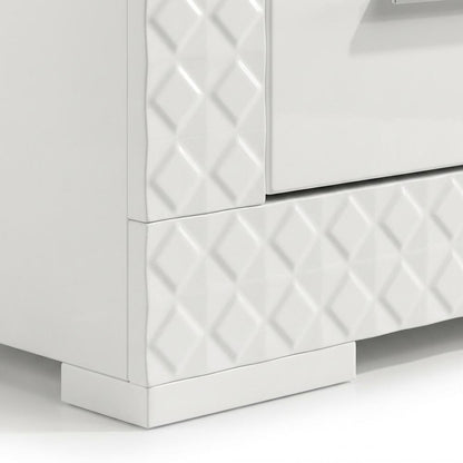 White Nightstand with Chrome Finish and Contemporary Style
