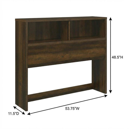 Dark Pine Full Headboard with Bookcase Storage and Adjustable Levelers