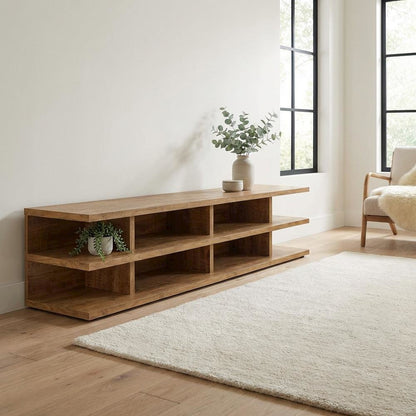 Green 78-Inch TV Stand, 2-Tier Storage, Farmhouse Design in Engineered Wood