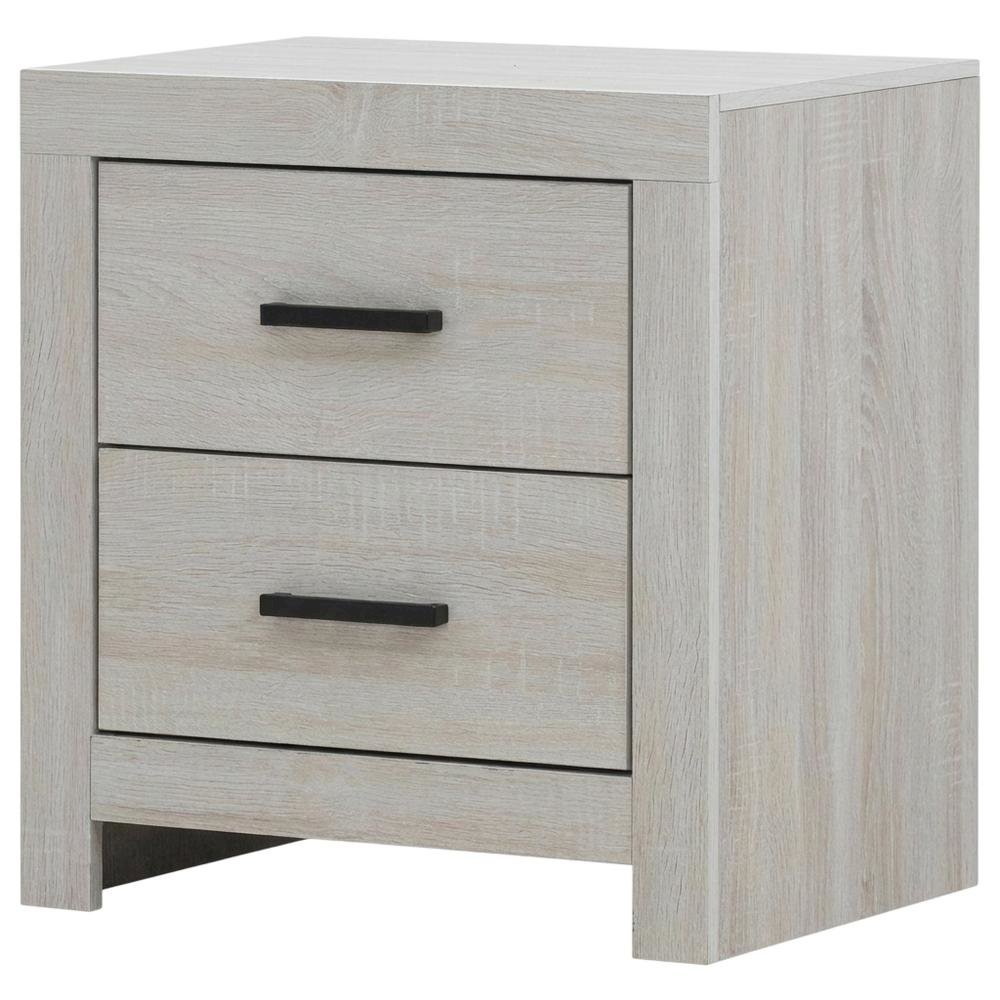 Coastal White Nightstand with 2 Drawers and Farmhouse Style