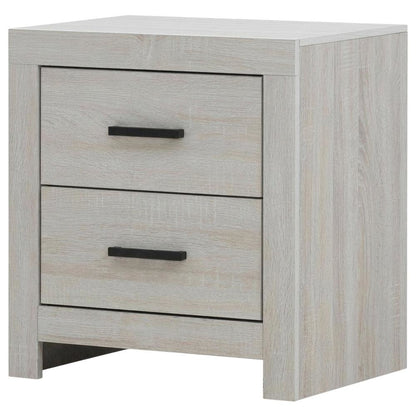 Coastal White Nightstand with 2 Drawers and Farmhouse Style