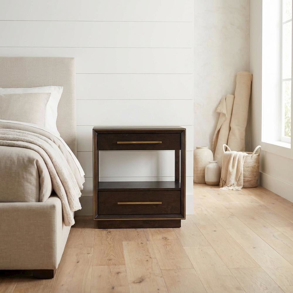 Contemporary Brown Nightstand with Smoked Peppercorn Finish for Bedroom
