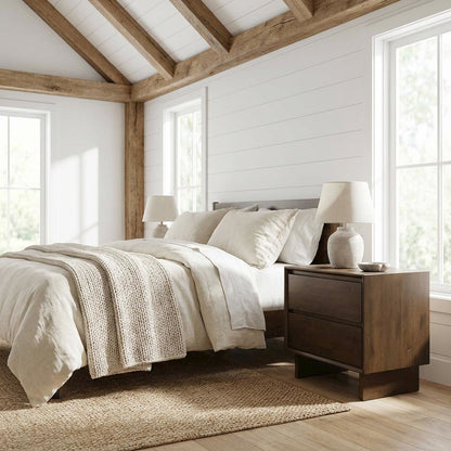 Warm Brown 2-Drawer Nightstand with Transitional Style and Classic Finish