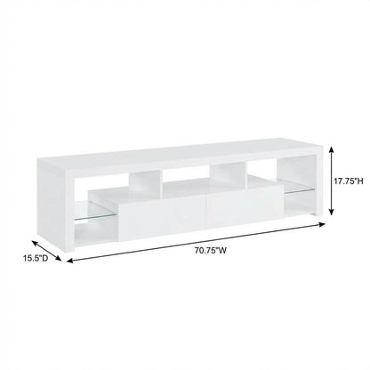 White 2-Drawer TV Stand with High Gloss Finish and Contemporary Style