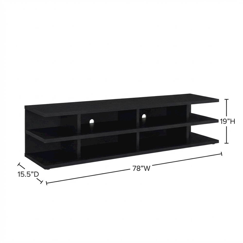 Black 78-Inch 2-Tier TV Stand Media Console with Contemporary Style