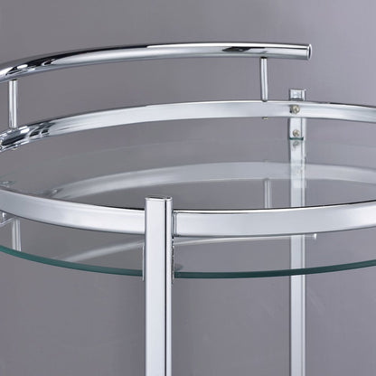 Chrissy Round Glass Shelf Metal Bar Cart Chrome