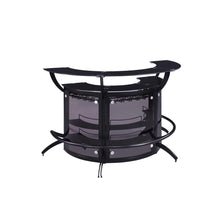 Sleek and Modern Two-Shelf Curved Bar Table in Black with Glass Accents
