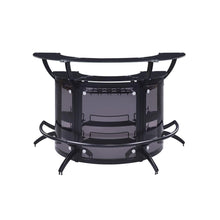 Sleek and Modern Two-Shelf Curved Bar Table in Black with Glass Accents
