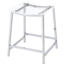 Stylish Clear Acrylic Backless Counter Height Bar Stools in Chrome Finish