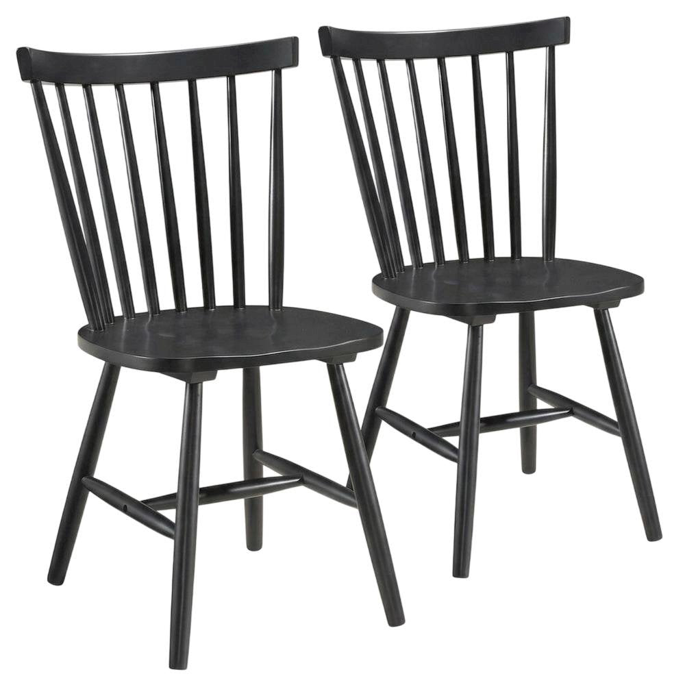 Windsor Wood Farmhouse Dining Side Chair, Black, Set of 2