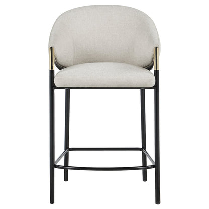 Modern Upholstered Bar Stools – Beige Counter Height Chairs, Set of 2
