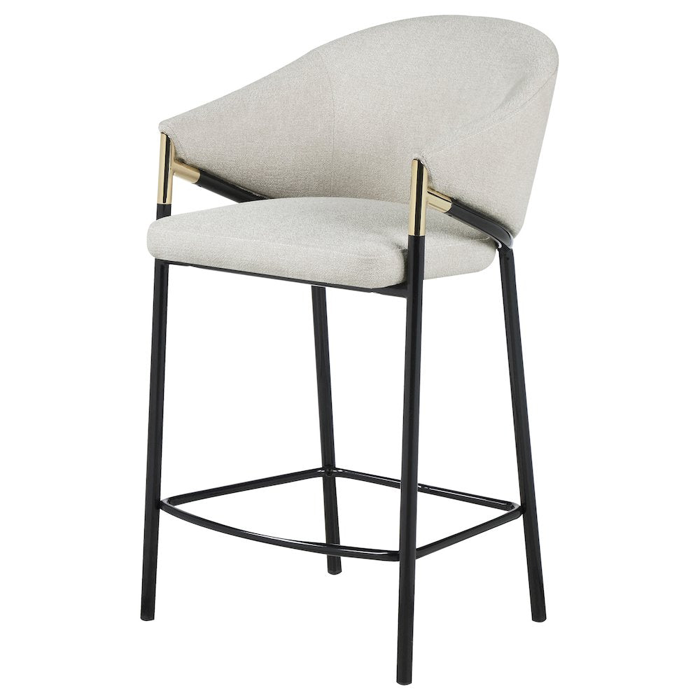 Modern Upholstered Bar Stools – Beige Counter Height Chairs, Set of 2