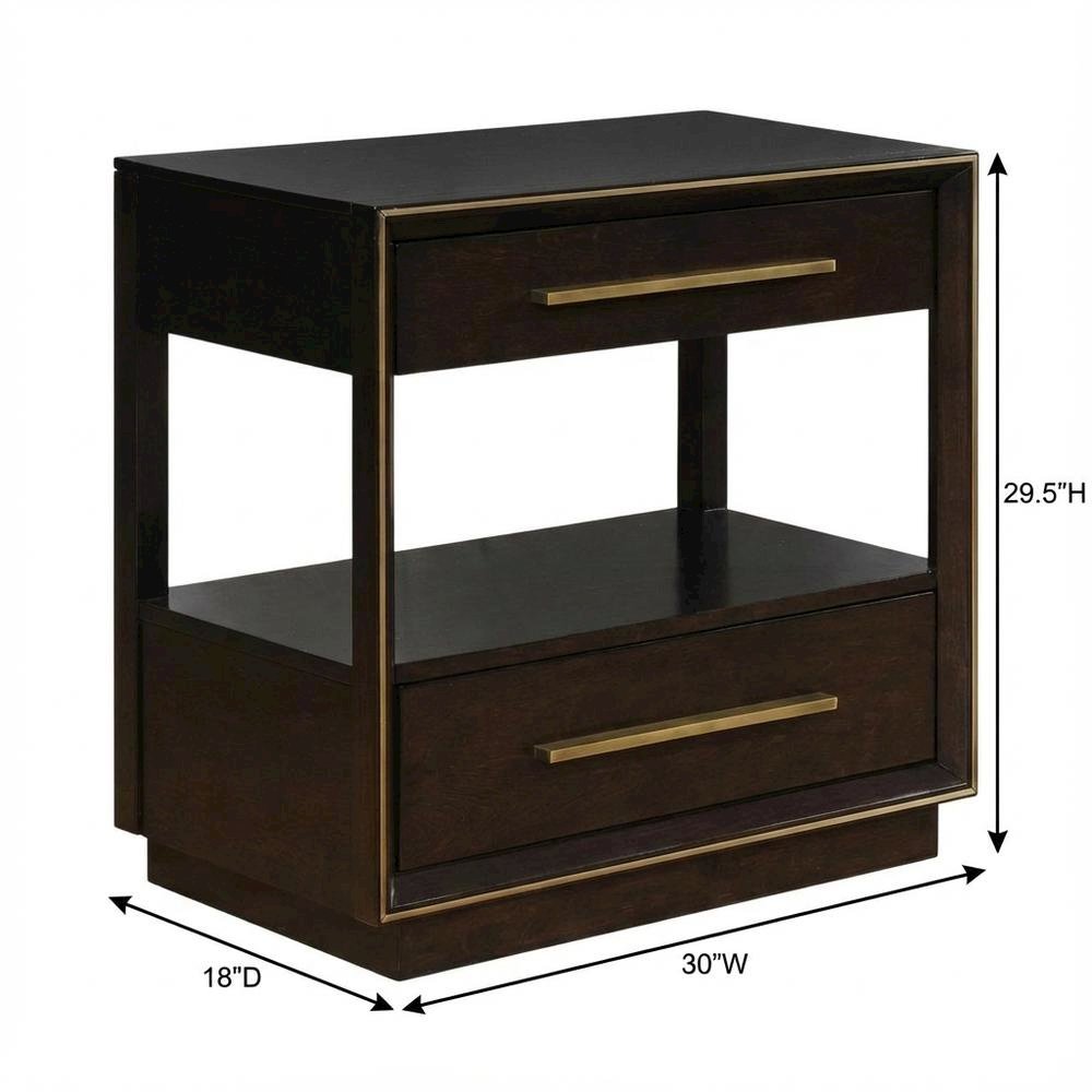 Contemporary Brown Nightstand with Smoked Peppercorn Finish for Bedroom