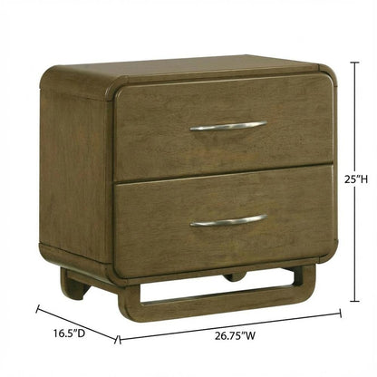 Nutmeg Bedroom Nightstand with 2 Drawers and Transitional Style