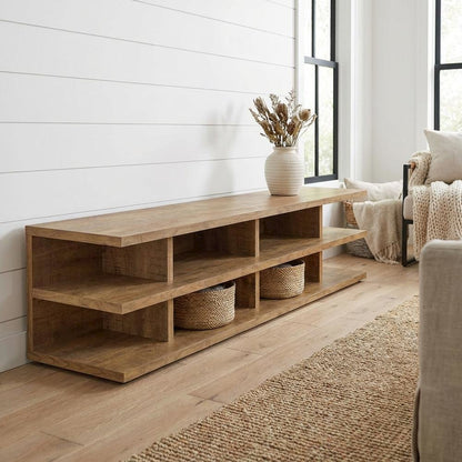 Green 78-Inch TV Stand, 2-Tier Storage, Farmhouse Design in Engineered Wood