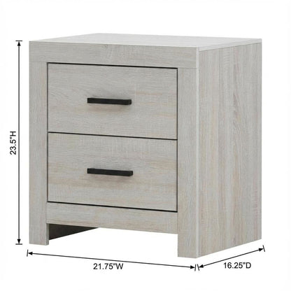 Coastal White Nightstand with 2 Drawers and Farmhouse Style