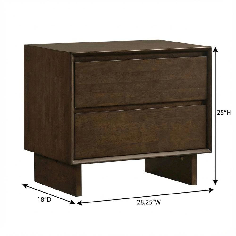 Warm Brown 2-Drawer Nightstand with Transitional Style and Classic Finish