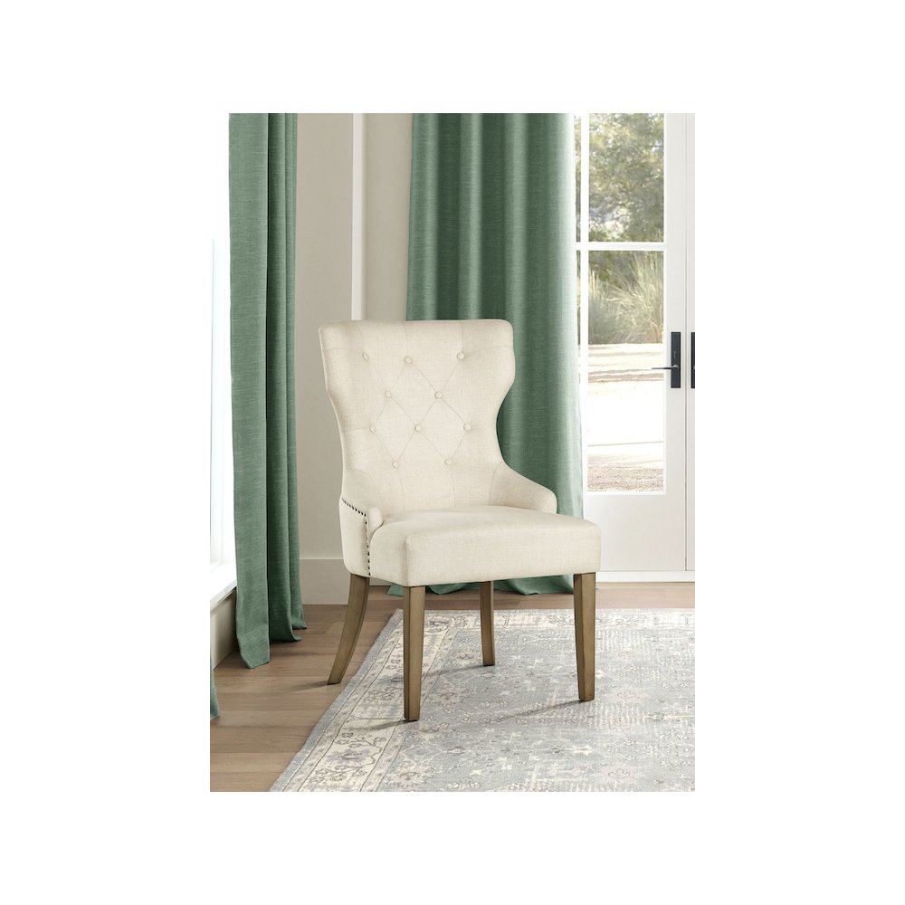 Baney Tufted Upholstered Dining Chair Beige and Rustic Grey
