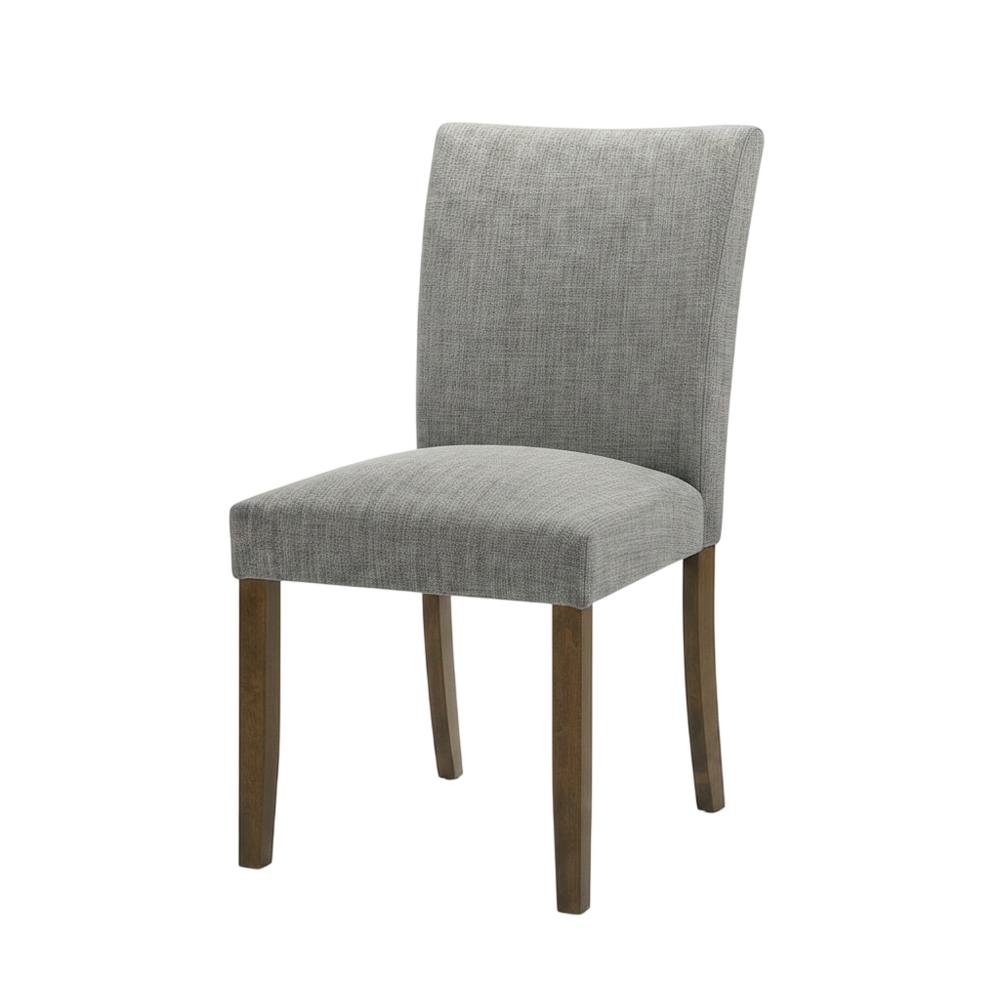 Upholstered Dining Chair with Wood Legs, Kitchen Side Chair, Grey, Set of 2