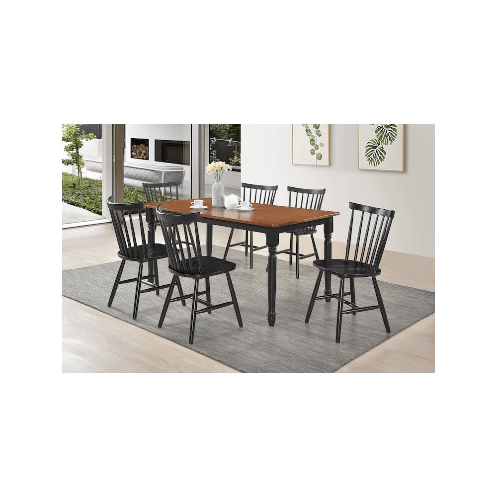 Hollyoak 7-piece Rectangular Dining Set Walnut and Black