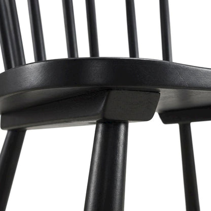 Windsor Wood Farmhouse Dining Side Chair, Black, Set of 2