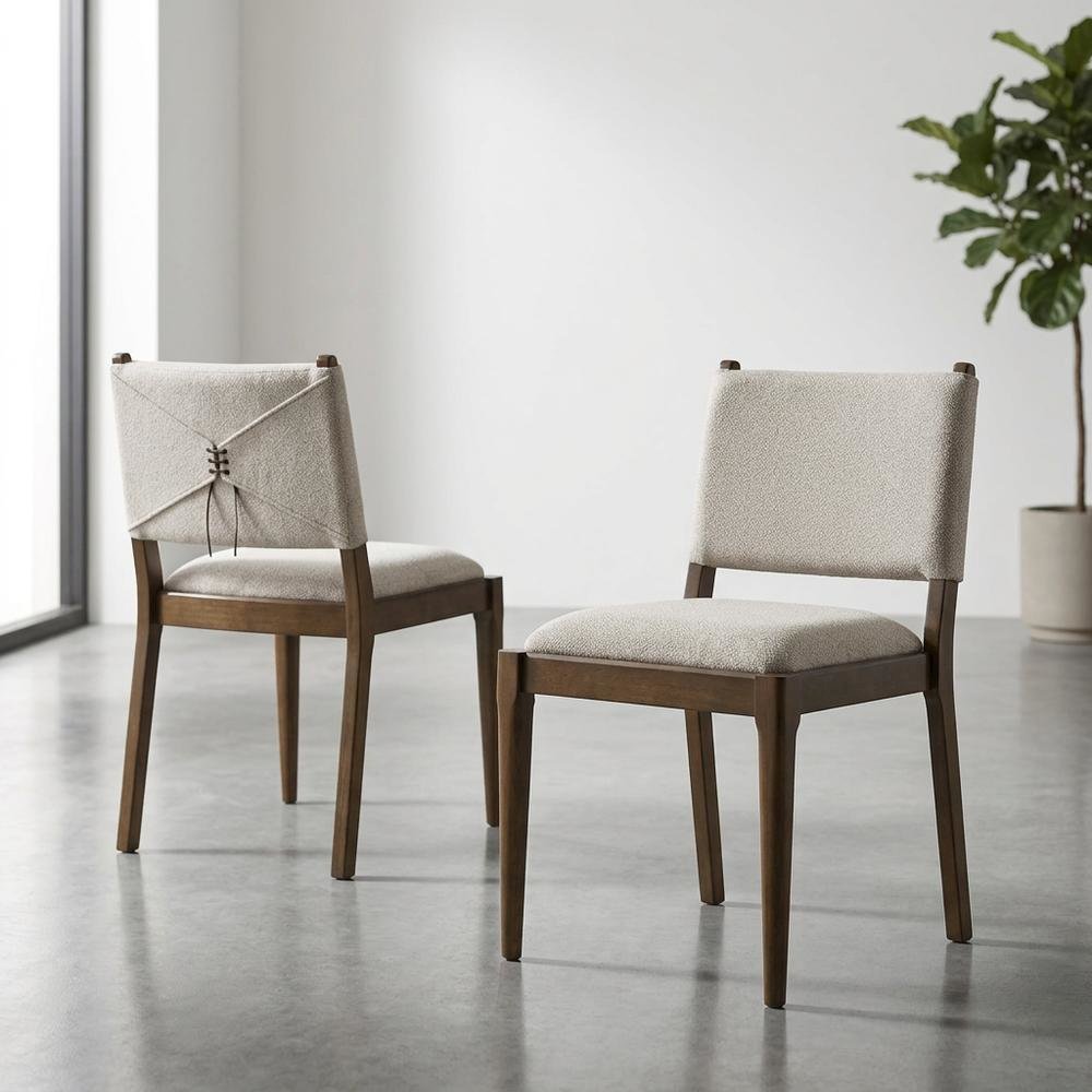 Fabric-Upholstered Dining Side Chairs, Brown, Set of 2