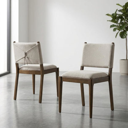 Fabric-Upholstered Dining Side Chairs, Brown, Set of 2