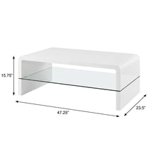 Rectangular White High Gloss Coffee Table with Shelf Contemporary Design