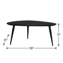 Black Triangular Solid Wood Coffee Table Mid-Century Modern Design