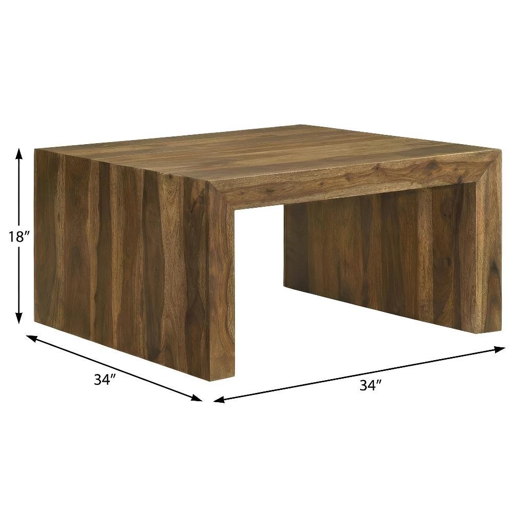 Square Auburn Solid Wood Coffee Table with Farmhouse Design and Sturdy Build