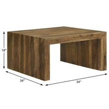 Square Auburn Solid Wood Coffee Table with Farmhouse Design and Sturdy Build