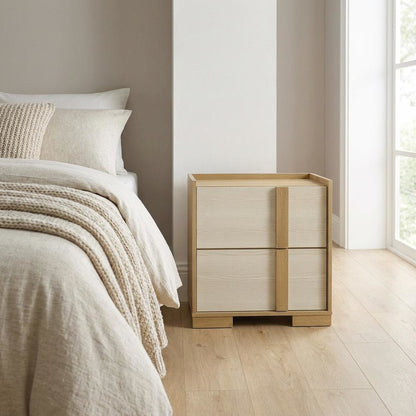 Bedroom Nightstand with 2 Drawers in Finishing for Bedroom Storage