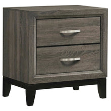 Grey Oak Nightstand with Nickel Finish and Transitional Style